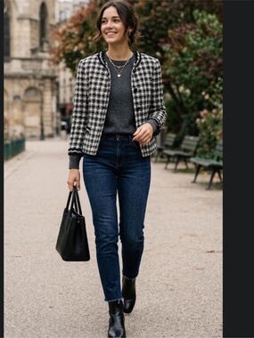 Tahari Black and White Tweed Jacket